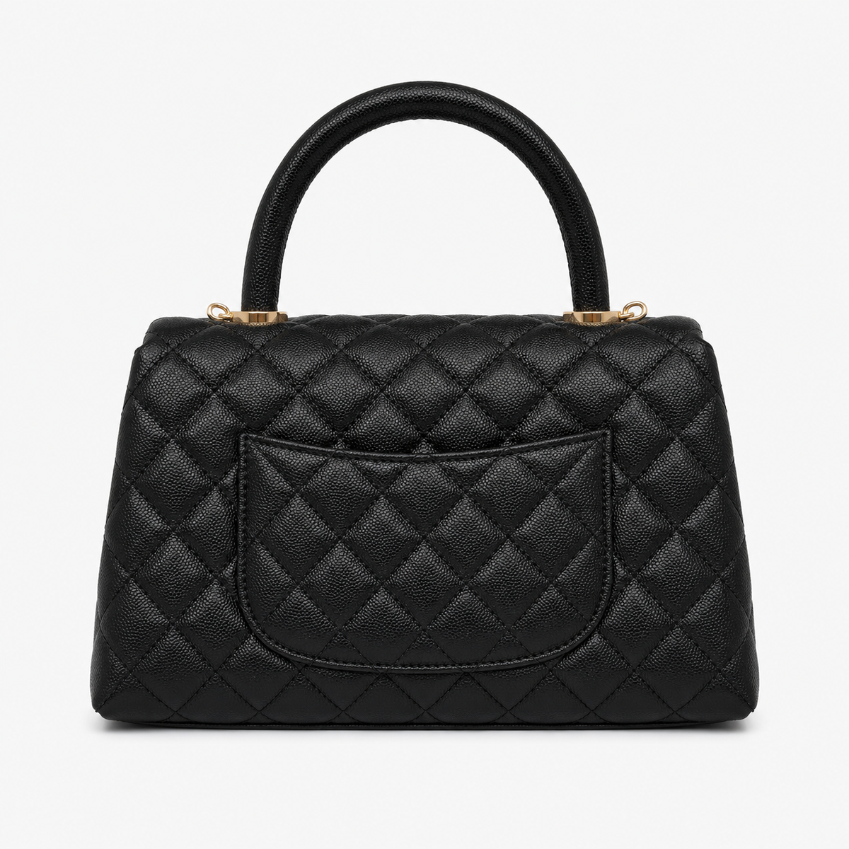 Дамска чанта - Chanel Coco Handle Flap Bag with Top Handle – Black Quilted Caviar Leather / Grained Calfskin, Gold Hardware