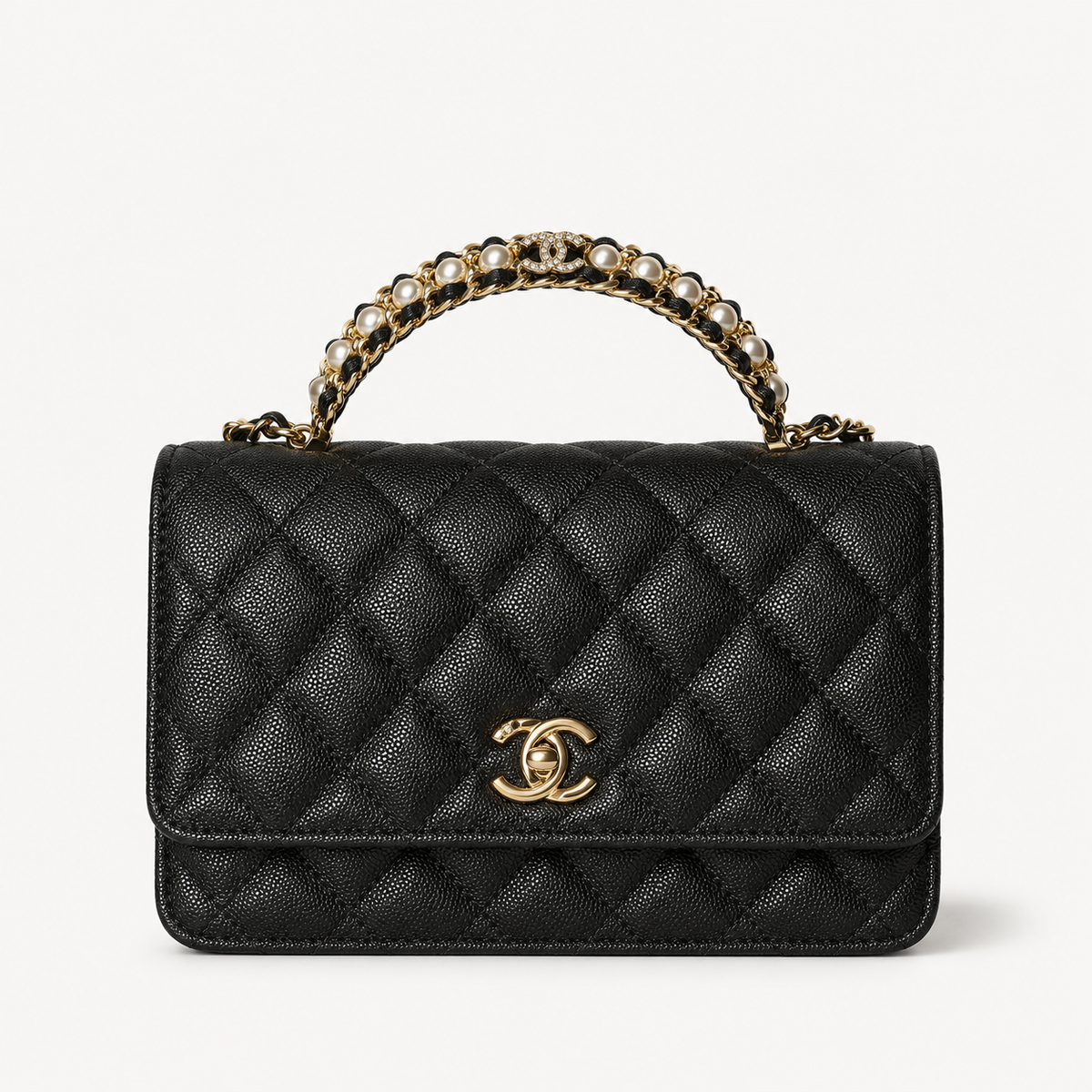 Дамска чанта - Chanel Mini Flap Bag with Top Handle / Chanel Top Handle Mini Flap. - естествена телешка кожа