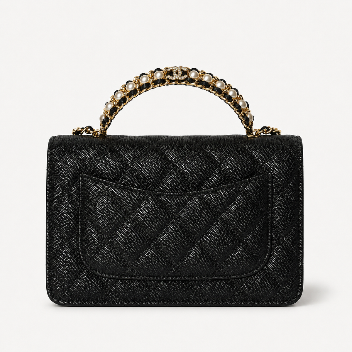 Дамска чанта - Chanel Mini Flap Bag with Top Handle / Chanel Top Handle Mini Flap. - естествена телешка кожа