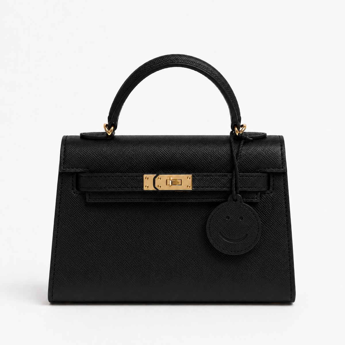 Дамска чанта - Hermès Kelly Mini style black top-handle bag - естествена Epsom телешка кожа