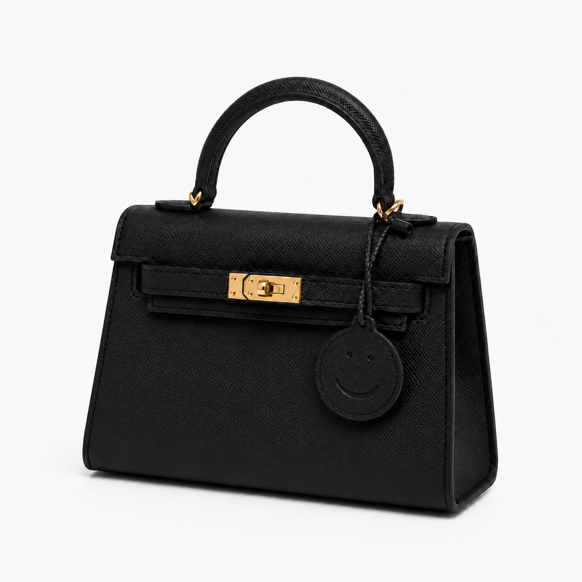 Дамска чанта - Hermès Kelly Mini style black top-handle bag - естествена Epsom телешка кожа